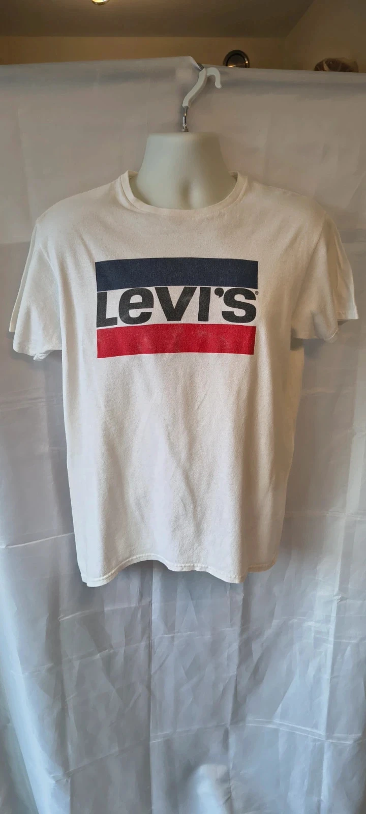 Vintage Levi's T-shirt Wit | M | 100% Katoen | Klassiek Logo | Goede Staat #271